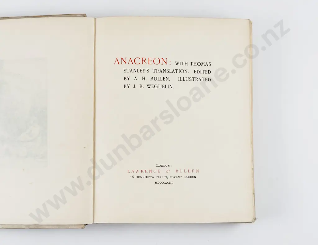 Bullen A H (Editor) Anacreon Image 1++