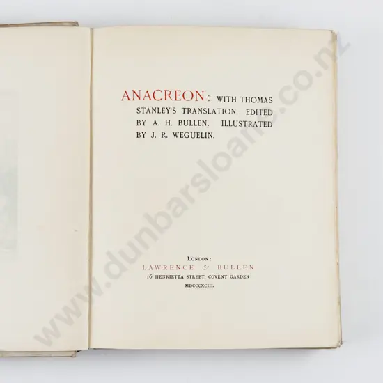 Bullen A H (Editor) Anacreon
