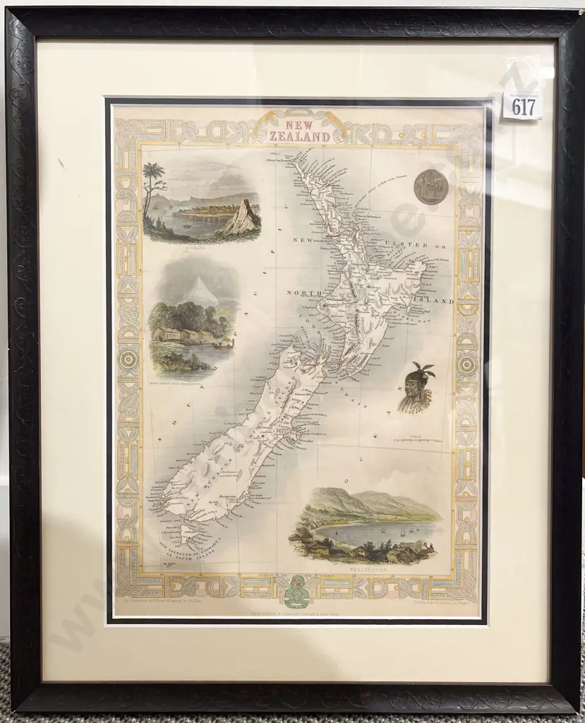 John Rapkin (after) Mid 19th Century Hand Coloured Map Of New Zealand Image 1++