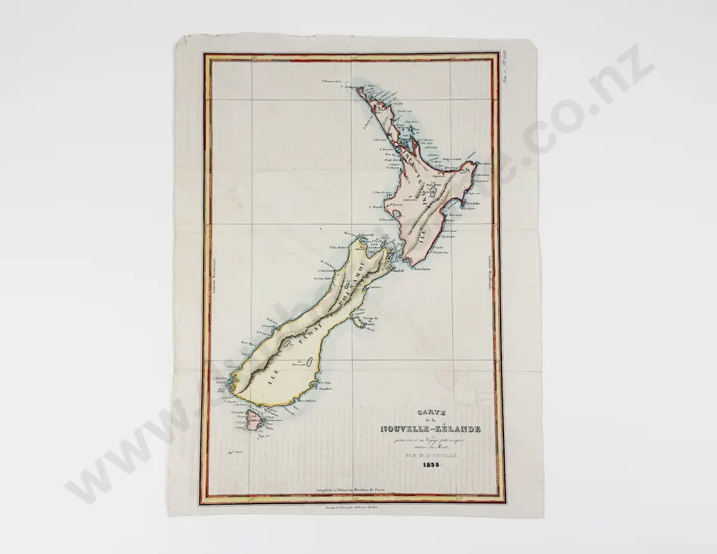 Jules Sebastien Cesar Dumont D'Urville - Carte de la Nouvelle Zelande 1846 Image 1++