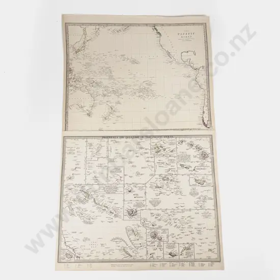 J & C Walker - 2 Maps Of The Pacific Ocean