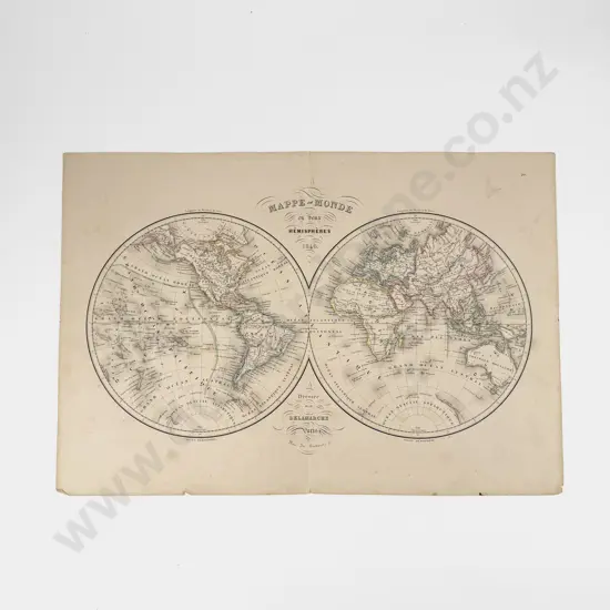 Charles Francois Delamarche - Mappe Monde en deux Hemispheres 1846