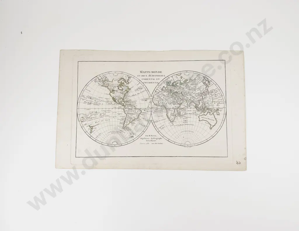 Bonne - Mappe Monde En Deux Hemispheres L'Oriental Et L'Occidental 1781 Image 1++