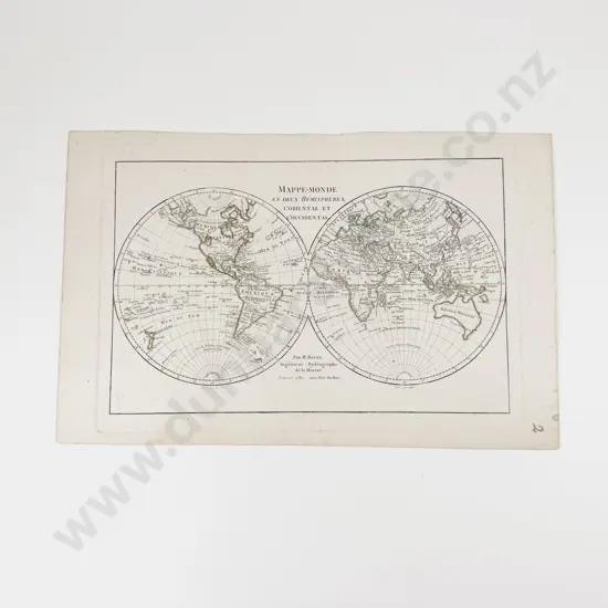 Bonne - Mappe Monde En Deux Hemispheres L'Oriental Et L'Occidental 1781