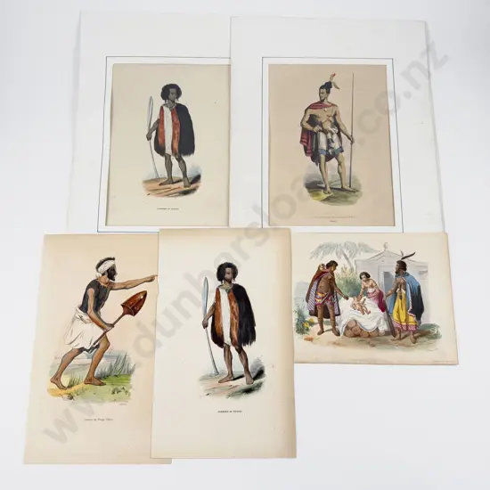 5 x 19th Century Hand Coloured Maori/Pacific Portrait Studies
