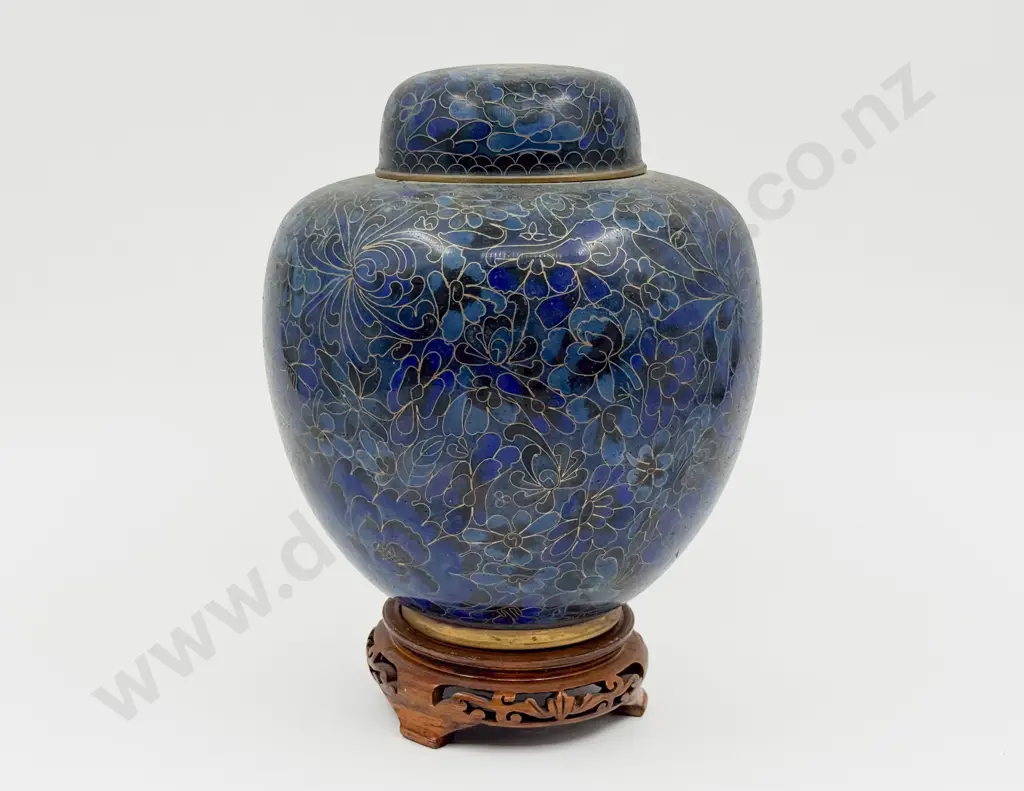 Cloisonne Ginger Jar on Stand Image 1++