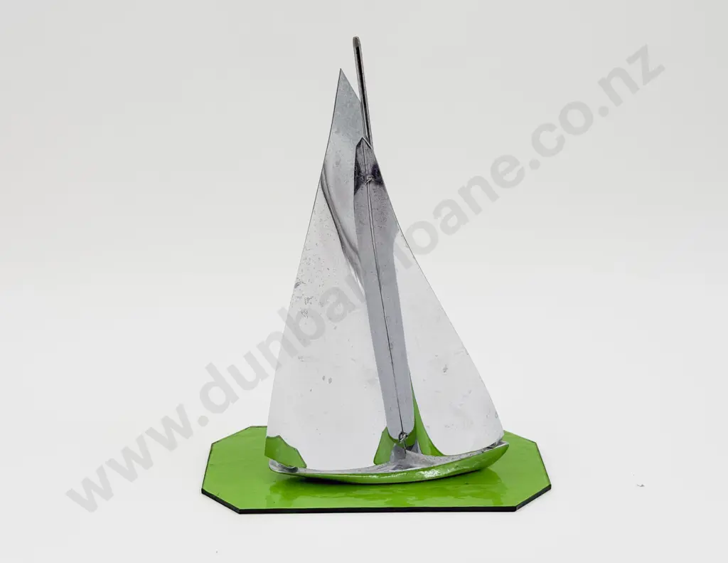Art Deco Chrome Yacht on Glass Base Image 1++
