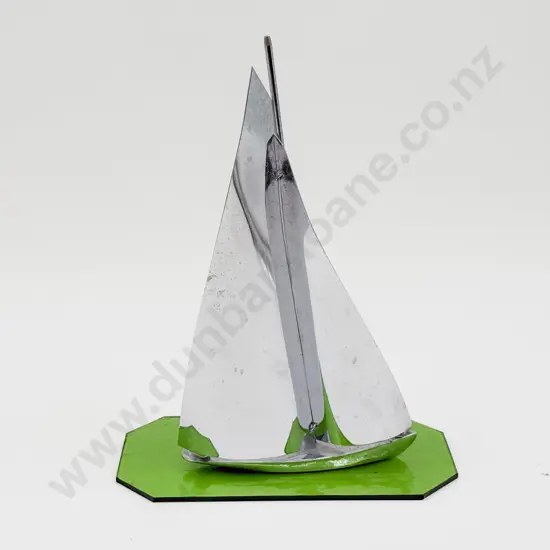 Art Deco Chrome Yacht on Glass Base