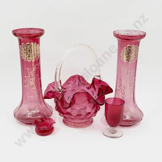 Small Quantity of Assorted Cranberry Glass