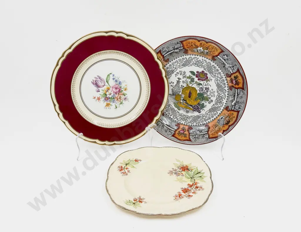 Wedgwood "Trophy" Pattern Plate with Staffordshire Cabinet Plate & Other Image 1++
