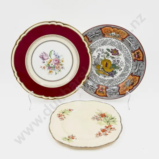 Wedgwood "Trophy" Pattern Plate with Staffordshire Cabinet Plate & Other
