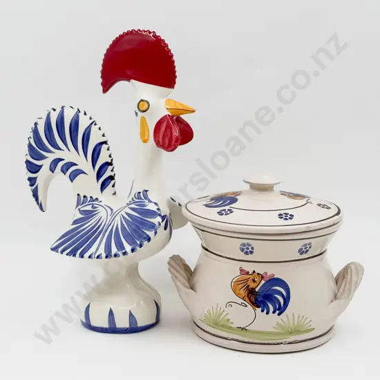 Italian Tureen together with Portguese Rooster Figure