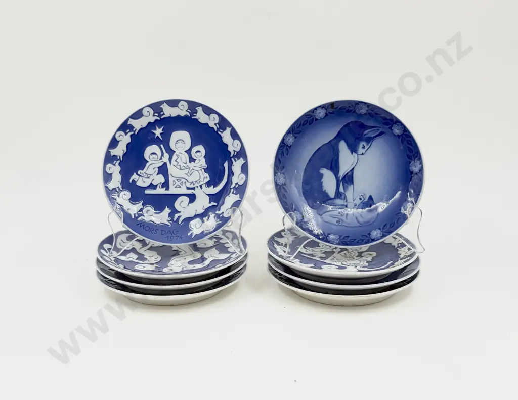 Eight Royal Copenhagen Mother's Day Small Wall Plates Image 1++