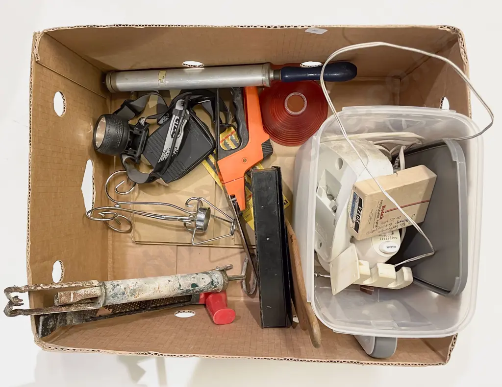 Box of Assorted incl Kitchenware Electronics & Tools Image 1++