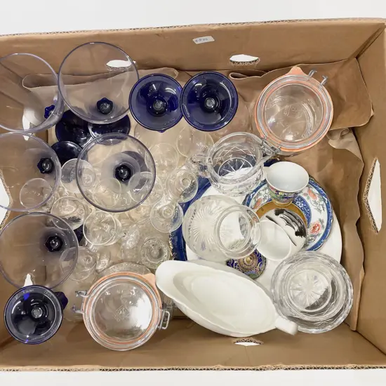Box of Assorted China & Glass Ware