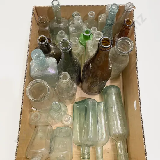 Box Quantity of Assorted Vintage Glass Bottles