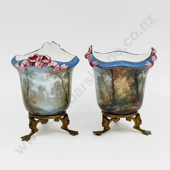 Pair of C19th Decorative Cache Vases Possibly French Signed