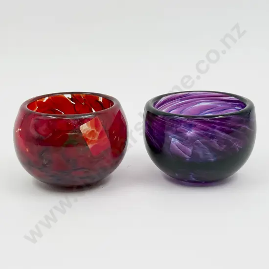 Two Small De Flute Art Glass Bowls