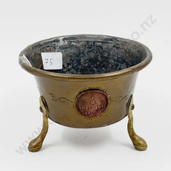 Rich Ringstrom Brass Footed Shilling Decorated Bowl