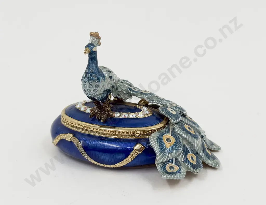 AKM Russian Faberge Peacock Form Trinket Box Image 1++