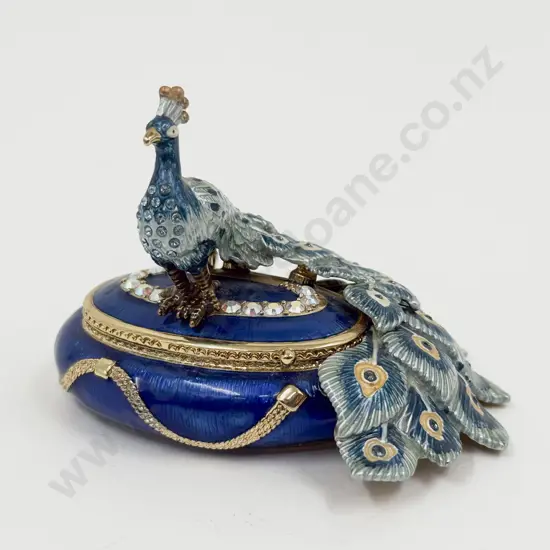 AKM Russian Faberge Peacock Form Trinket Box
