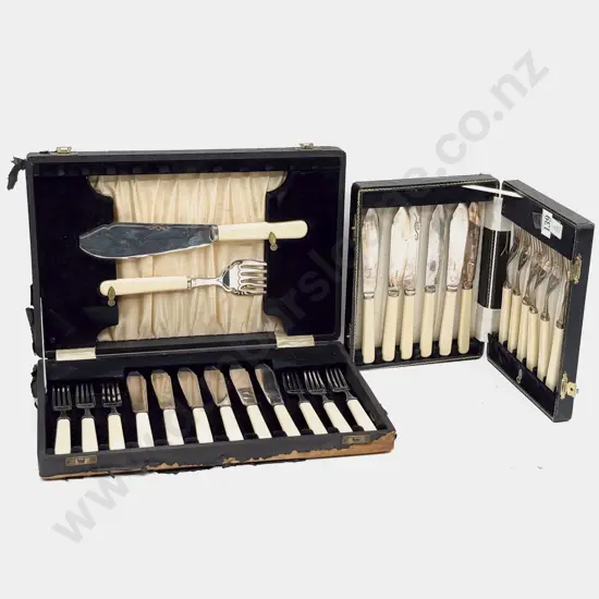 Cased Bone Handled Fish Service & Other Cased Bone Handled Cutlery Set