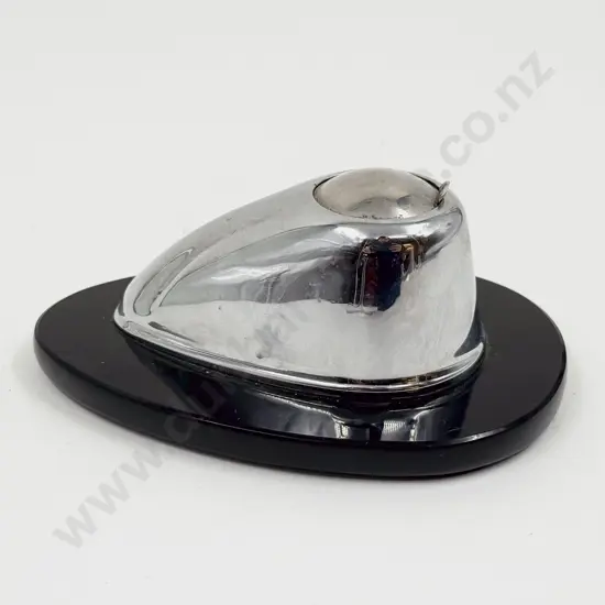 Art Deco Chrome & Vitrolite Glass Ink Well (Faults)