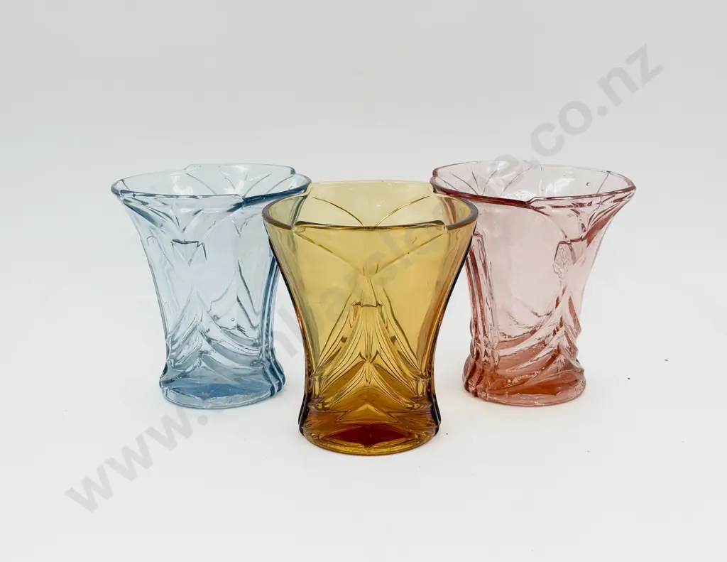 Three Assorted Pressed Glass Vases Image 1++