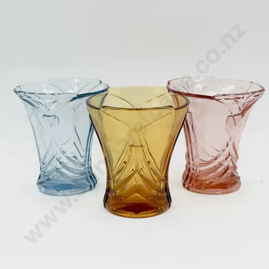 Three Assorted Pressed Glass Vases