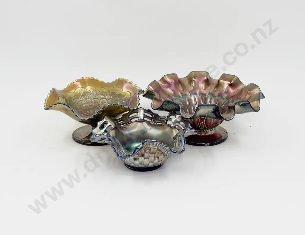 Three Pieces of Assorted Carnival Glass Image 1++