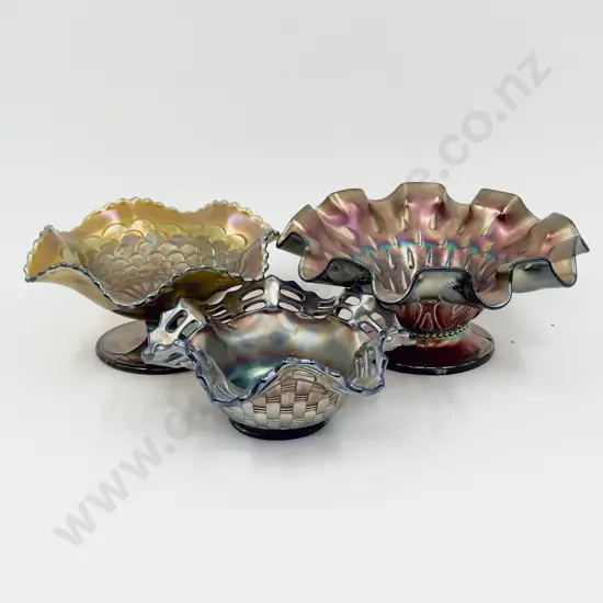 Three Pieces of Assorted Carnival Glass