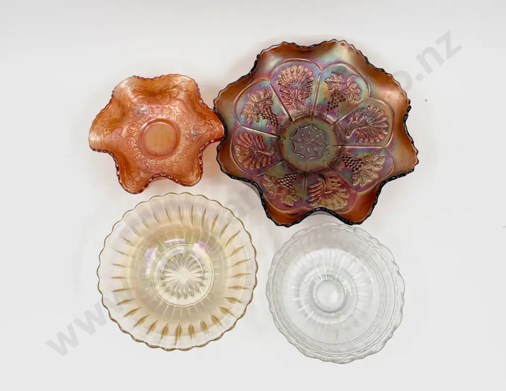 Four Pieces of Assorted Carnival Glass Image 1++