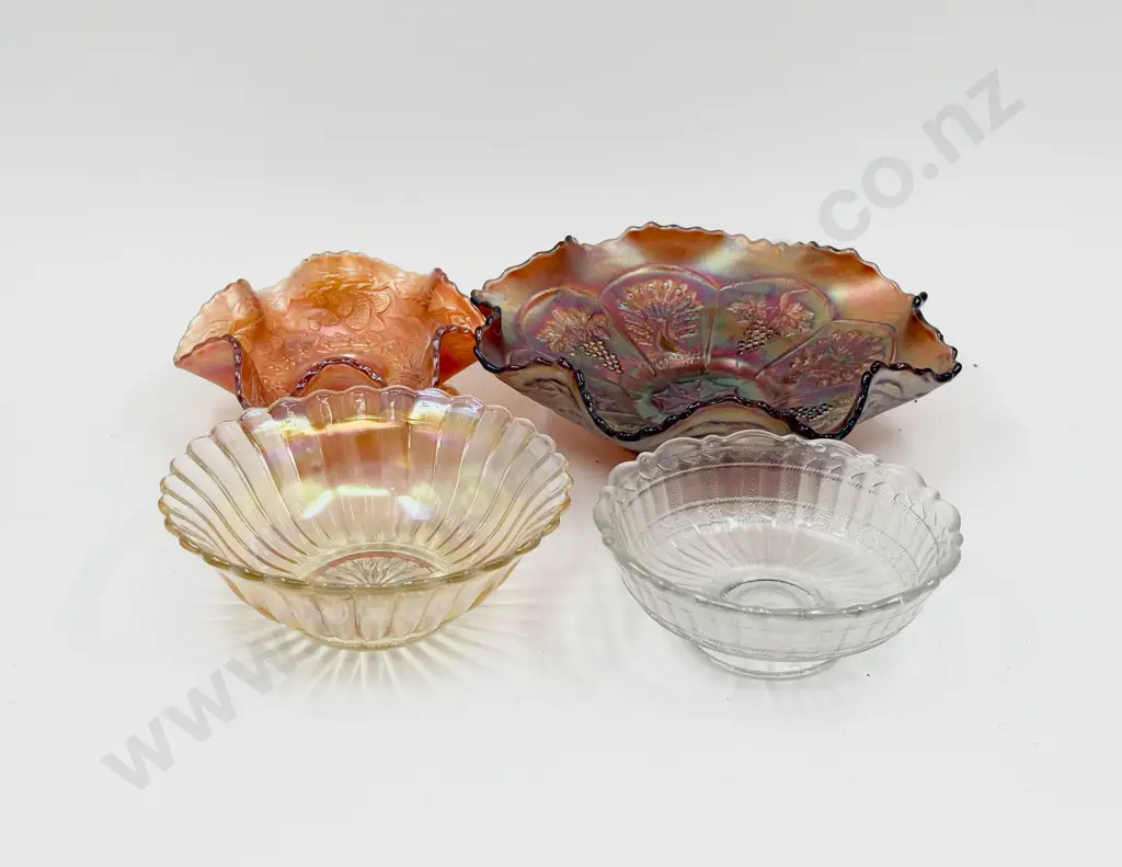 Four Pieces of Assorted Carnival Glass Image 1++