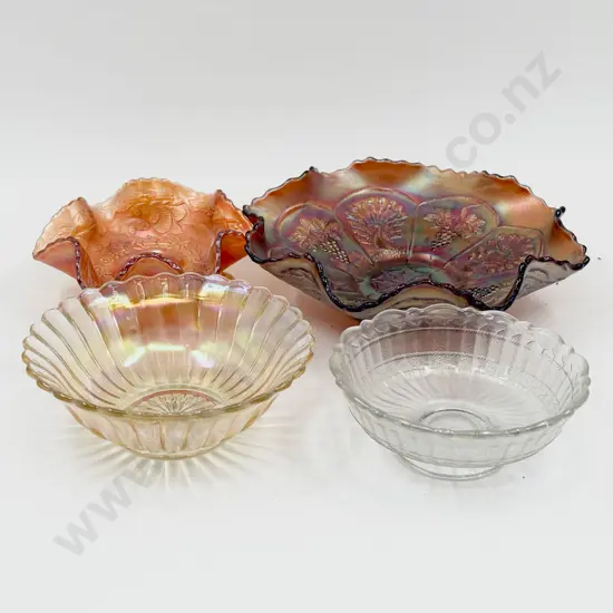 Four Pieces of Assorted Carnival Glass