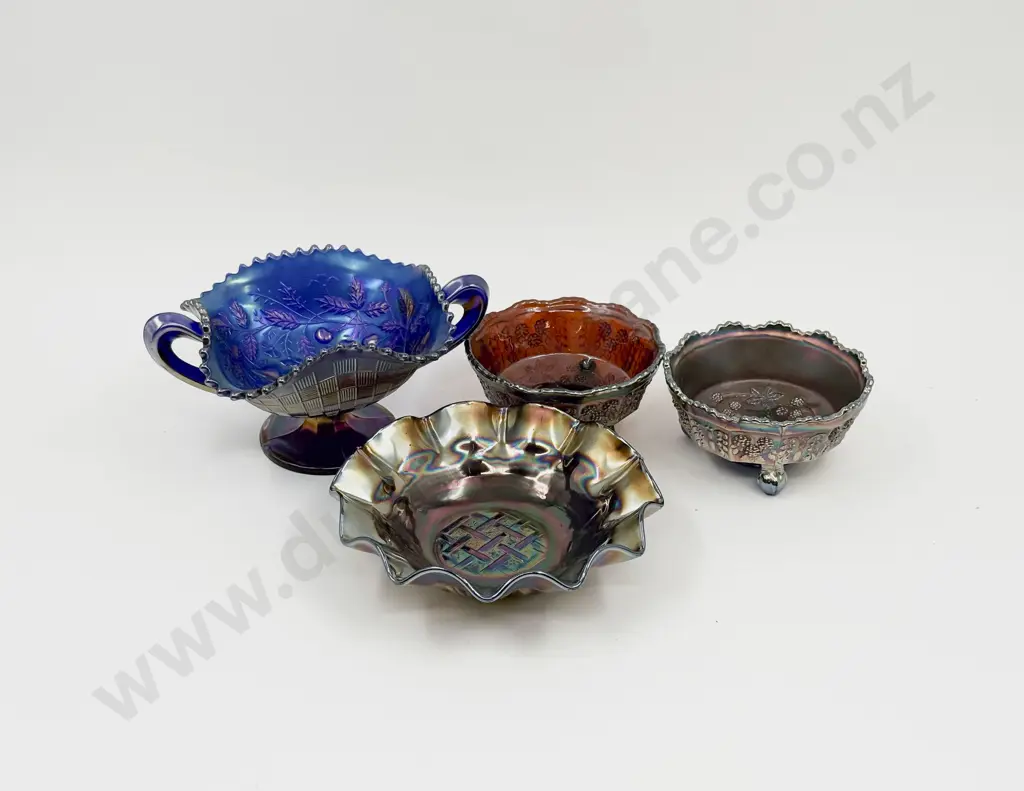 Four Pieces of Assorted Carnival Glass Image 1++