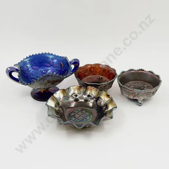 Four Pieces of Assorted Carnival Glass