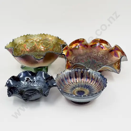 Four Pieces of Assorted Carnival Glass