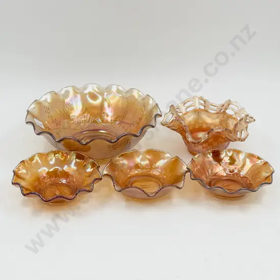 Five Pieces of Assorted Carnival Glass