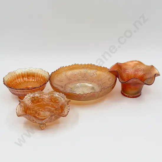 Four Pieces of Assorted Carnival Glass