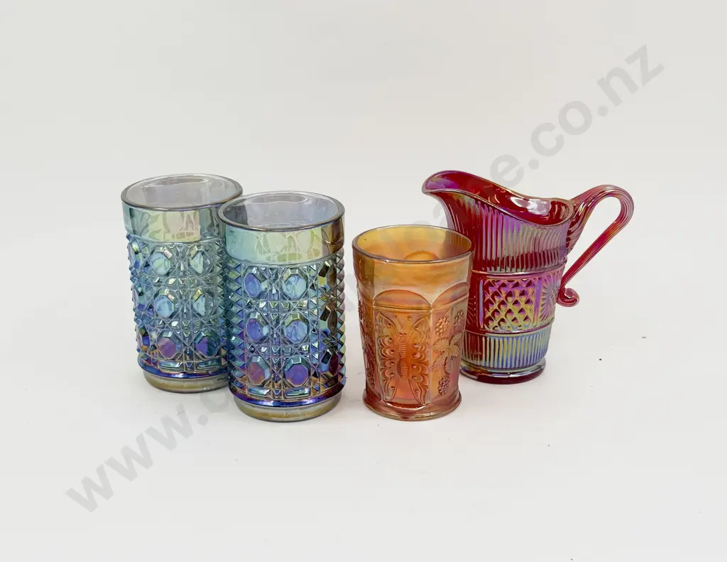 Four Pieces of Assorted Carnival Glass Image 1++