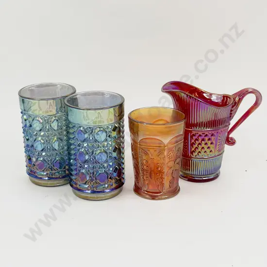 Four Pieces of Assorted Carnival Glass