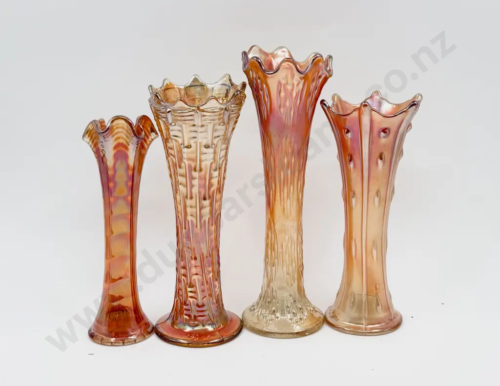 Four Carnival Glass Vases Image 1++