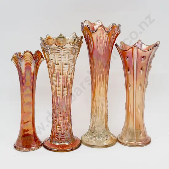 Four Carnival Glass Vases