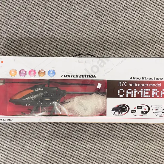 Boxed RC Helicopter Model with Camera