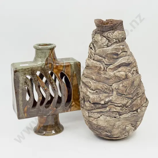 Pottery Sculpture Vase together with other Pottery Slab Type Vase