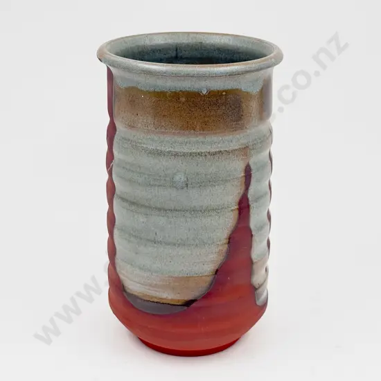 Noel Blue Australia Ribbed Pottery Vase