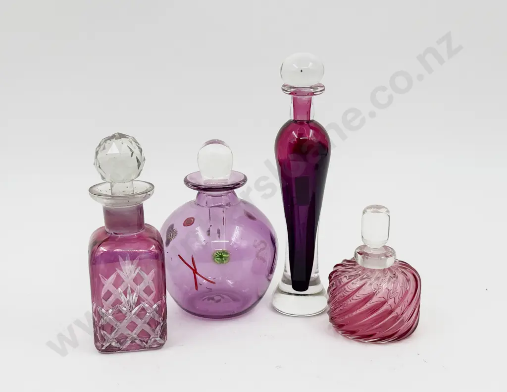 Kylie Neilson Art Glass Scent Bottle (Faults to Stopper) together with Three Assorted Scent Bottles Image 1++