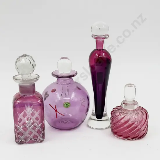 Kylie Neilson Art Glass Scent Bottle (Faults to Stopper) together with Three Assorted Scent Bottles