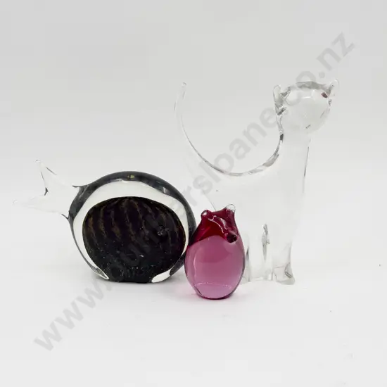 Three Assorted Art Glass Animals