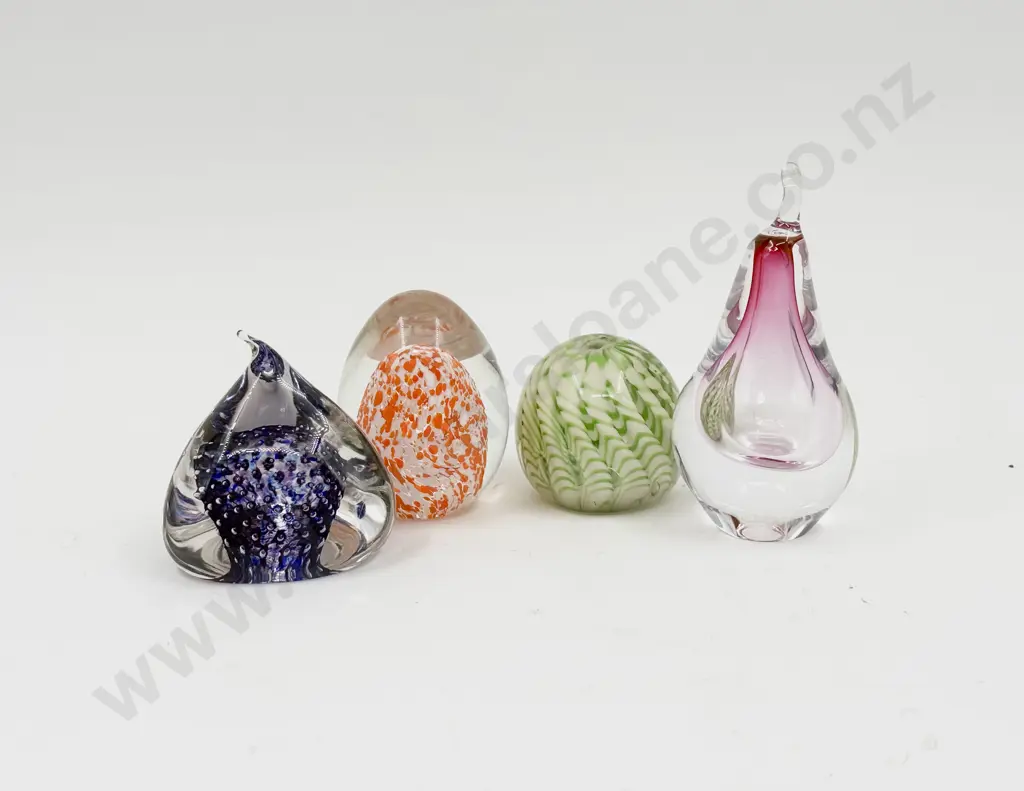 Four Art Glass Paperweights Image 1++